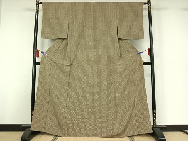 平和屋着物▽上質な小紋 単衣 唐草文 正絹 逸品 AABI5041jh