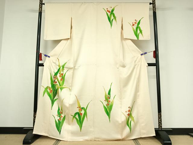 平和屋着物▽訪問着 単衣 草花文 金彩 正絹 逸品 AABI5044jh