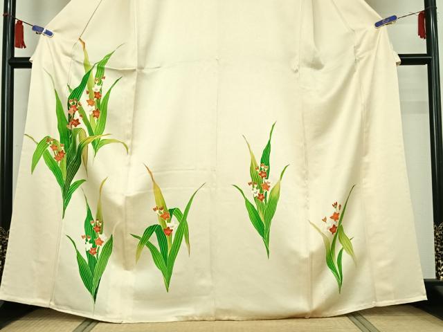 平和屋着物▽訪問着 単衣 草花文 金彩 正絹 逸品 AABI5044jh