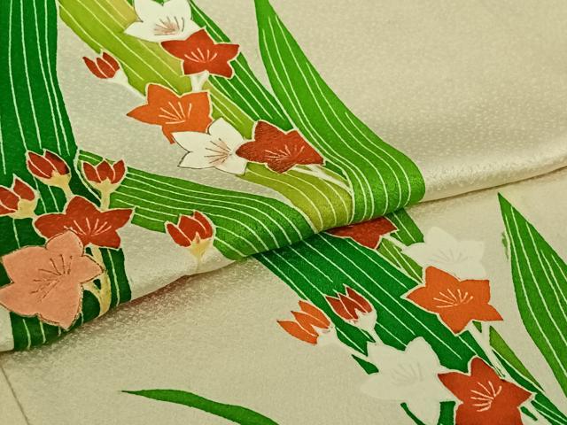 平和屋着物▽訪問着 単衣 草花文 金彩 正絹 逸品 AABI5044jh