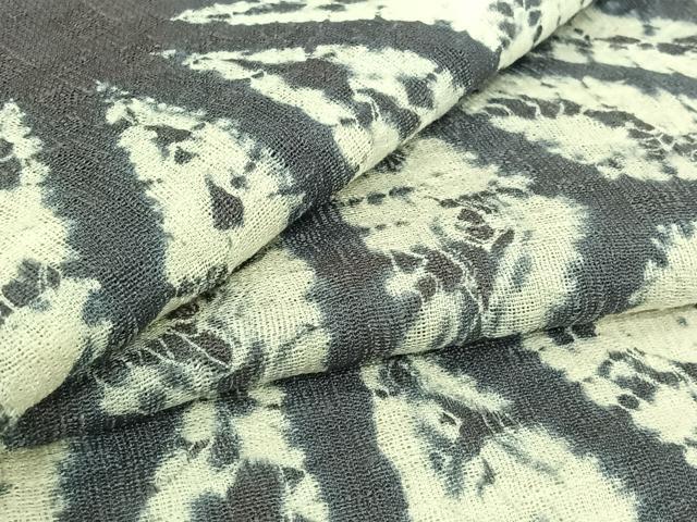 平和屋着物▽上質な紬 単衣 絞り 麻の葉文様 正絹 逸品 AABI5045jh