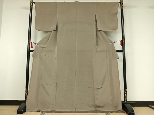 平和屋着物▽江戸小紋 単衣 万筋 浅黄色×枯茶色 ロング丈 正絹 逸品 AABI5050jh