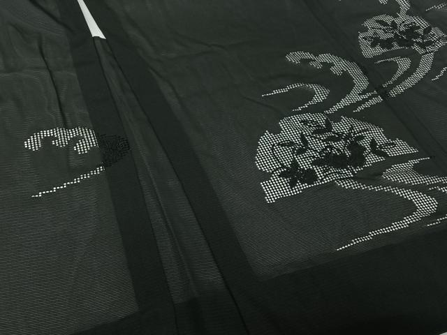 平和屋着物▽羽織 スリーシーズン 春夏秋 塵除け 刺繍 立波雪輪花文 黒地 正絹 逸品 AABI5053jh