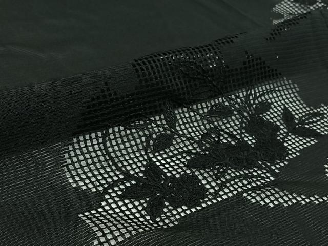 平和屋着物▽羽織 スリーシーズン 春夏秋 塵除け 刺繍 立波雪輪花文 黒地 正絹 逸品 AABI5053jh