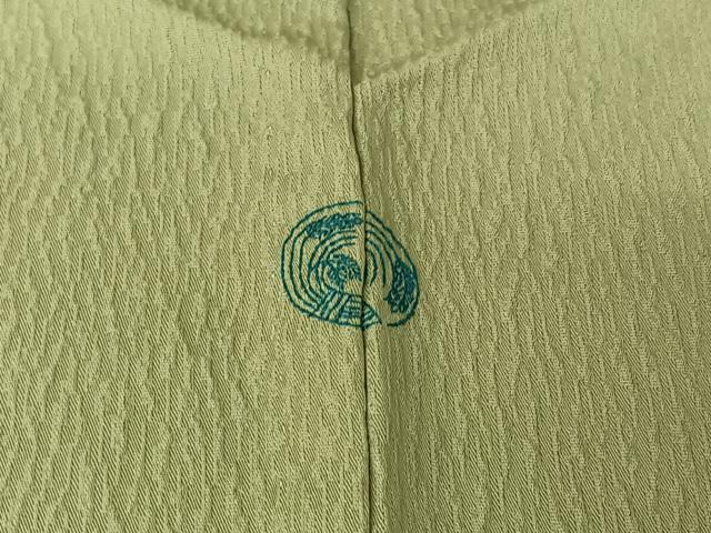 平和屋着物▽上質な色無地 単衣 若葉色 正絹 逸品 AABI5054jh