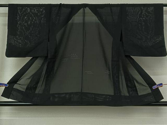 平和屋着物▽羽織 スリーシーズン 春夏秋 塵除け 幾何学文様 黒地 正絹 逸品 AABI5056jh