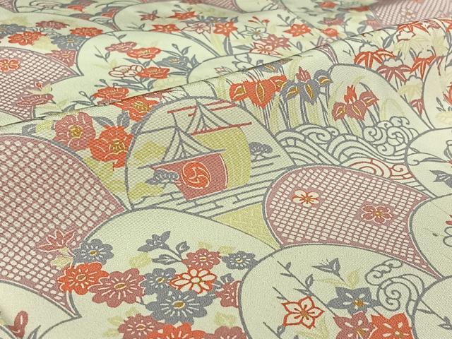 平和屋着物▽上質な小紋 単衣 流水花文 正絹 逸品 AABI5059jh