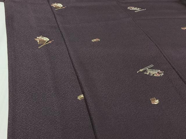 平和屋着物▽上質な小紋 単衣 櫛 簪 金彩 正絹 逸品 AABI5062jh