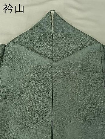 平和屋着物▽上質な色無地 単衣 紗綾形地紋 秘色色 正絹 逸品 AABI5069jh