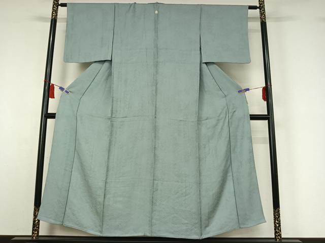平和屋着物▽上質な色無地 単衣 紗綾形地紋 秘色色 正絹 逸品 AABI5069jh