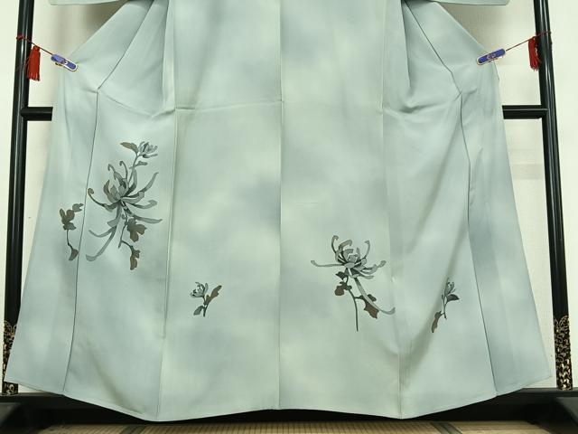 平和屋着物▽訪問着 単衣 手描き 草花文 暈し染め 正絹 逸品 AABI5080jh