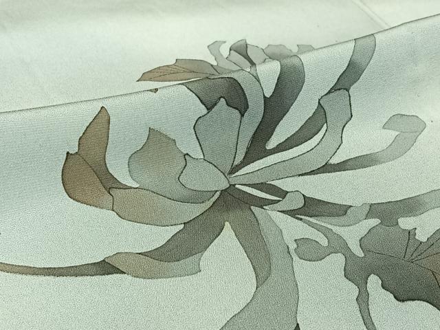 平和屋着物▽訪問着 単衣 手描き 草花文 暈し染め 正絹 逸品 AABI5080jh