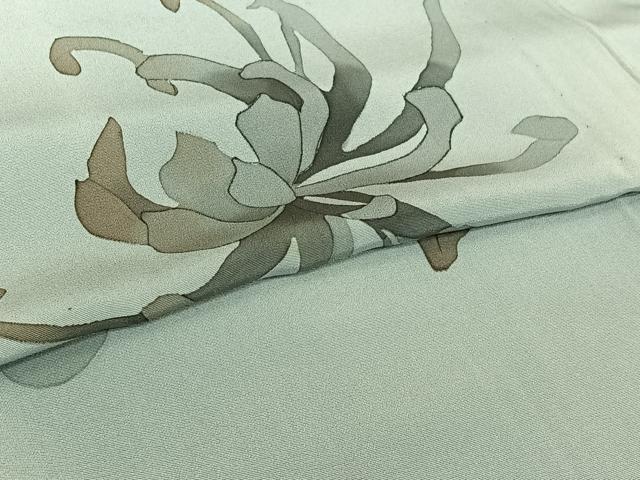 平和屋着物▽訪問着 単衣 手描き 草花文 暈し染め 正絹 逸品 AABI5080jh