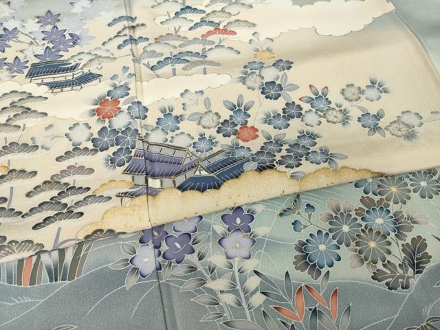 平和屋着物●訪問着 友禅 作家物 風景花文 暈し染め 金彩 正絹 逸品 AABI5082ck