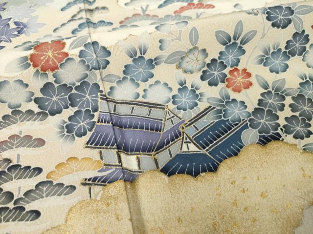 平和屋着物●訪問着 友禅 作家物 風景花文 暈し染め 金彩 正絹 逸品 AABI5082ck
