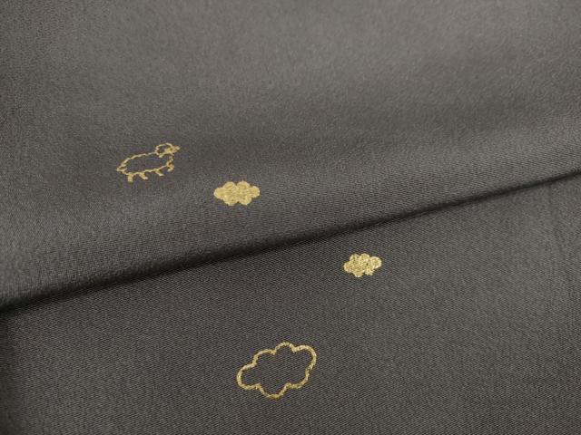 平和屋着物●染色作家 草野一騎 小紋 羊に雲 金彩 正絹 逸品 AABI5085ck