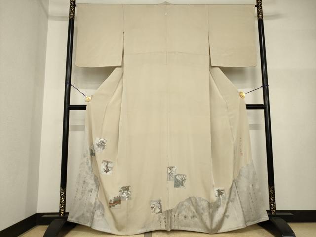 平和屋着物●松尾光琳 色留袖 色紙重ね文 銀彩 正絹 逸品 AABI5087ck