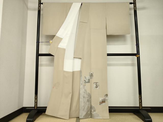 平和屋着物●松尾光琳 色留袖 色紙重ね文 銀彩 正絹 逸品 AABI5087ck