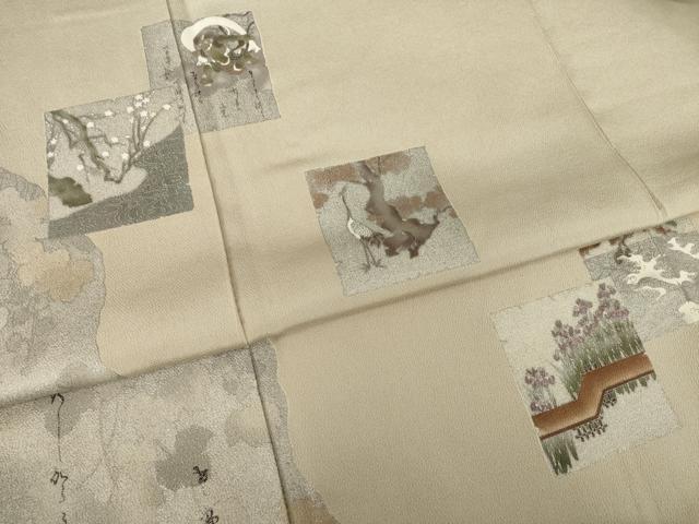 平和屋着物●松尾光琳 色留袖 色紙重ね文 銀彩 正絹 逸品 AABI5087ck