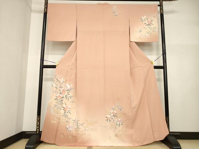 平和屋着物●訪問着 友禅 枝花文 金彩 松坂屋扱い 正絹 逸品 AABI5089ck