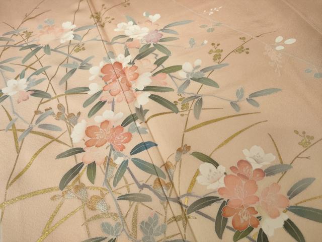平和屋着物●訪問着 友禅 枝花文 金彩 松坂屋扱い 正絹 逸品 AABI5089ck