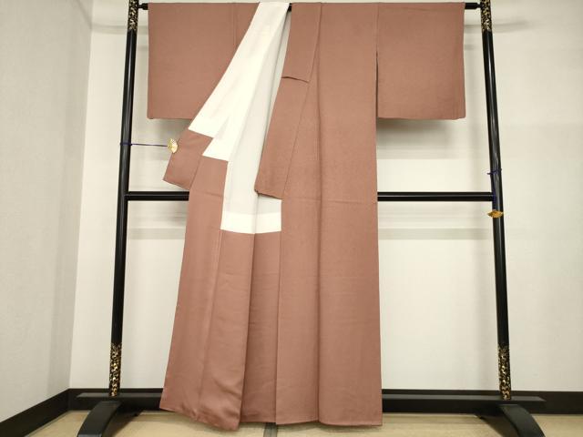平和屋着物●本草木染作家 瑞鳳 色無地 洗朱色 正絹 逸品 AABI5090ck
