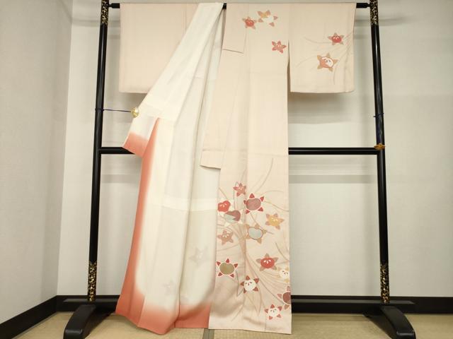平和屋着物●訪問着 束ね熨斗橘文 銀彩 正絹 逸品 AABI5101ck