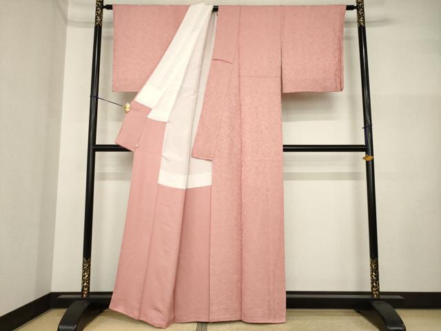 平和屋着物●上質な色無地 辻が花地紋 薄紅色 正絹 逸品 AABI5104ck
