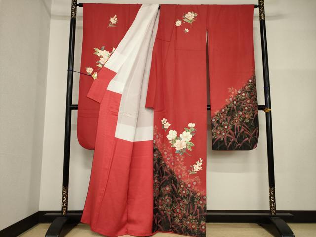 平和屋着物●豪華振袖 草花文 暈し染め 金彩 銀通し地 正絹 逸品 AABI5106ck