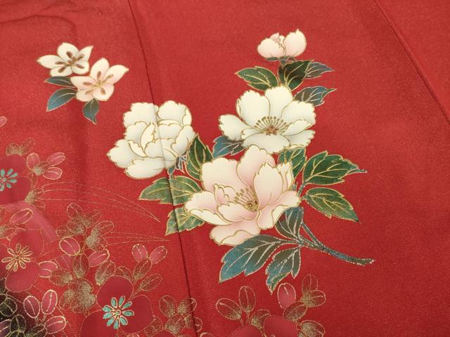 平和屋着物●豪華振袖 草花文 暈し染め 金彩 銀通し地 正絹 逸品 AABI5106ck