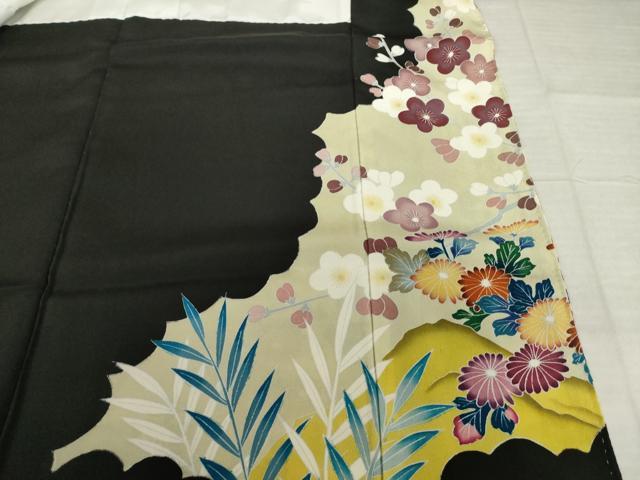 平和屋着物●豪華黒留袖 友禅 作家物 花鳥文 正絹 逸品 AABI5107ck