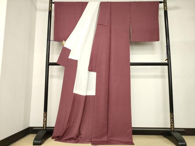 平和屋着物●上質な色無地 葡萄茶色 正絹 逸品 未使用 AABI5108ck