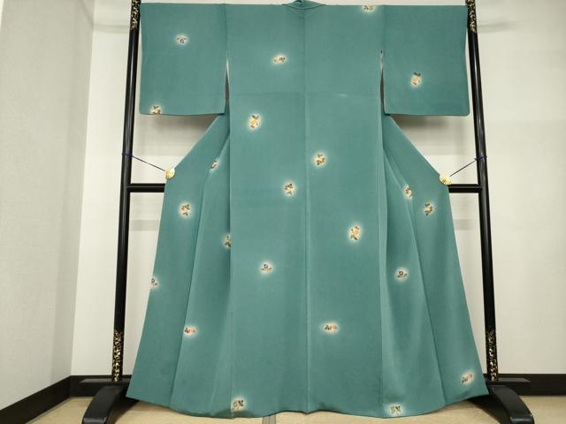 平和屋着物●上質な小紋 手描き 成り物 ほたる暈し 鬼しぼ縮緬 正絹 逸品 AABI5113ck