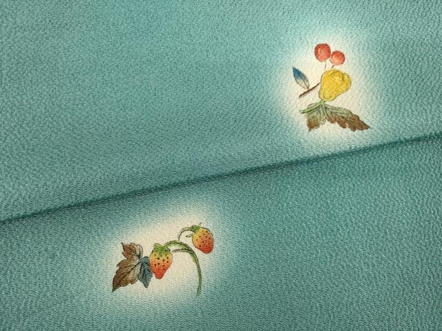 平和屋着物●上質な小紋 手描き 成り物 ほたる暈し 鬼しぼ縮緬 正絹 逸品 AABI5113ck