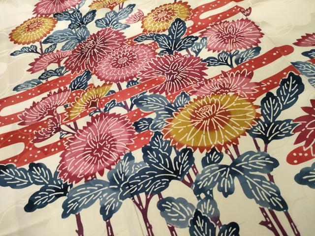 平和屋着物●豪華振袖 紅型 エ霞花文 正絹 逸品 AABI5120ck