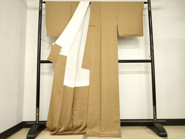 平和屋着物●上質な色無地 南天文 芝翫茶色 正絹 逸品 AABI5129ck