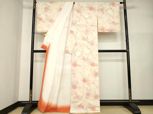 平和屋着物●上質な小紋 地紋起こし 椿尽くし 正絹 逸品 AABI5133ck