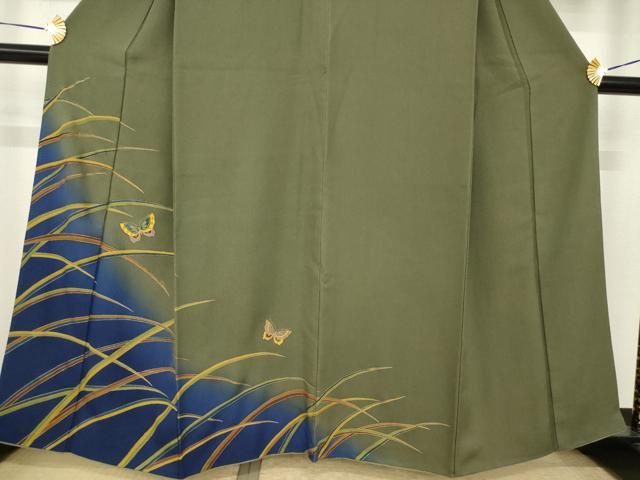 平和屋着物●染色作家 斉藤三才 訪問着 舞蝶文 暈し染め 金彩 正絹 逸品 AABI5139ck