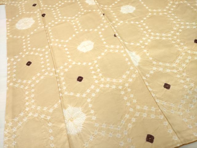 平和屋着物●上質な小紋 絞り 亀甲文 正絹 逸品 AABI5140ck