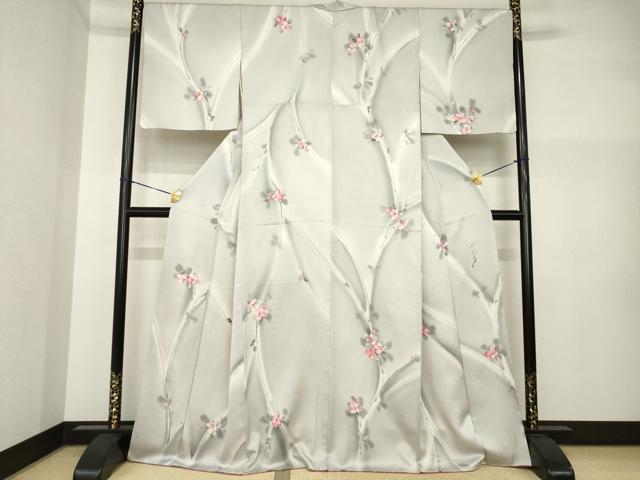 平和屋着物●染色作家 斉藤三才 小紋 草花文 正絹 逸品 AABI5141ck