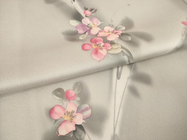 平和屋着物●染色作家 斉藤三才 小紋 草花文 正絹 逸品 AABI5141ck
