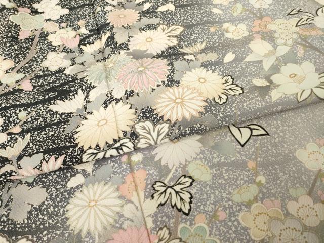 平和屋着物●訪問着 刺繍 枝花文 暈し染め 金彩 銀糸 ロング丈 正絹 逸品 AABI5143ck