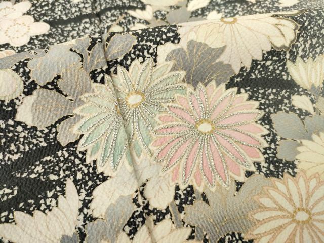 平和屋着物●訪問着 刺繍 枝花文 暈し染め 金彩 銀糸 ロング丈 正絹 逸品 AABI5143ck
