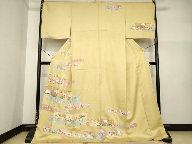平和屋着物●訪問着 友禅 鴛鴦花文 金彩 ロング丈 正絹 逸品 AABI5145ck