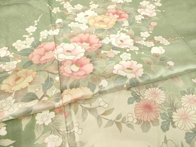 平和屋着物●訪問着 枝花文 暈し染め 金彩 正絹 逸品 AABI5157ck