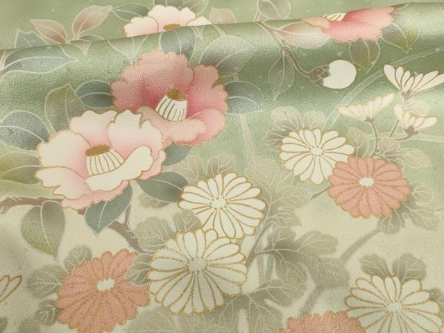 平和屋着物●訪問着 枝花文 暈し染め 金彩 正絹 逸品 AABI5157ck