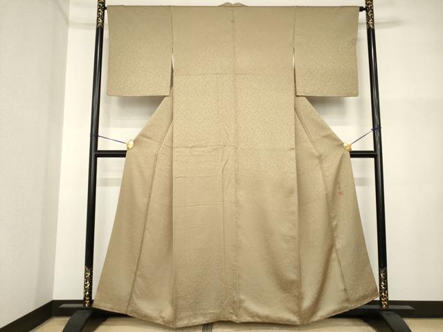 平和屋着物●染色作家 奥田祐斎 色無地 空五倍子色 正絹 逸品 AABI5158ck