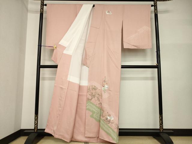 平和屋着物●訪問着 絞り 刺繍 地紙花文 正絹 逸品 AABI5160ck