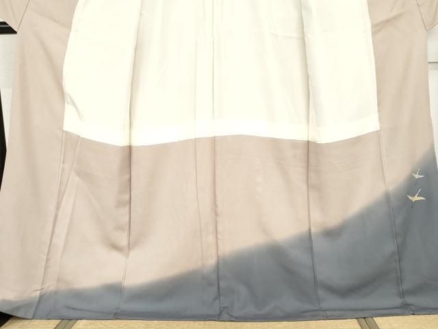 平和屋着物●訪問着 作家物 大仙 飛鶴草花文 暈し染め 金銀彩 ロング丈 正絹 逸品 AABI5165cs