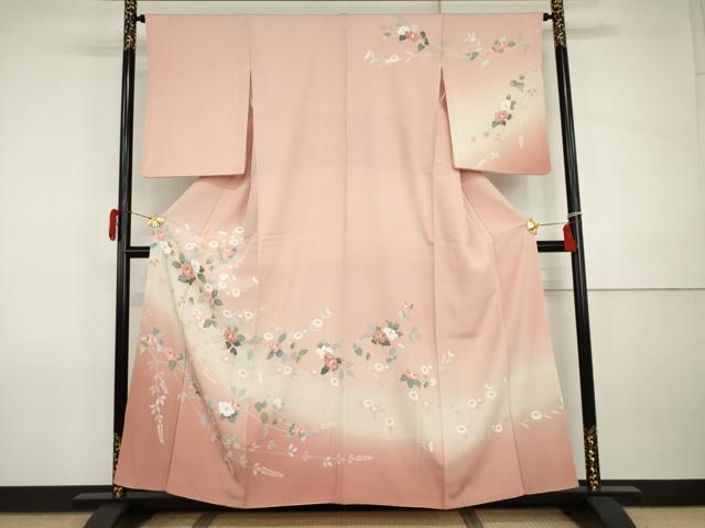 平和屋着物○訪問着 友禅 枝花文 暈し染め 正絹 逸品 AABI5168cs